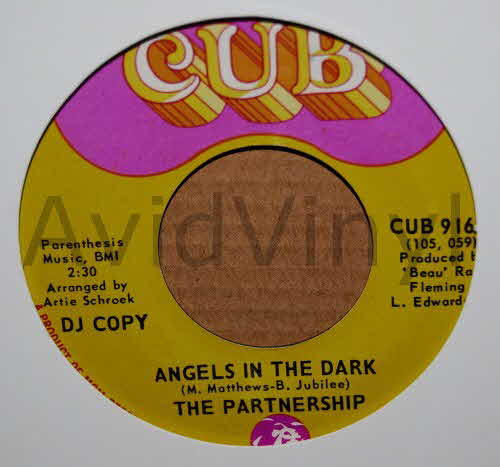 PARTNERSHIP — ANGELS IN THE DARK / GONNA SPEND MY LIFE LOVIN' YOU record label scan