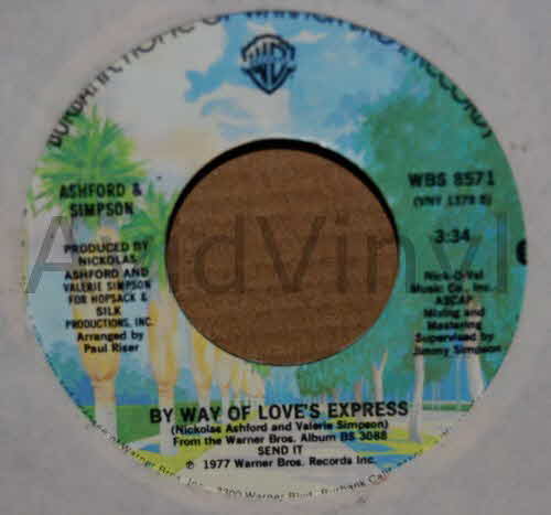 ASHFORD AND SIMPSON — BY WAY OF LOVE'S EXPRESS / TOO BAD record label scan