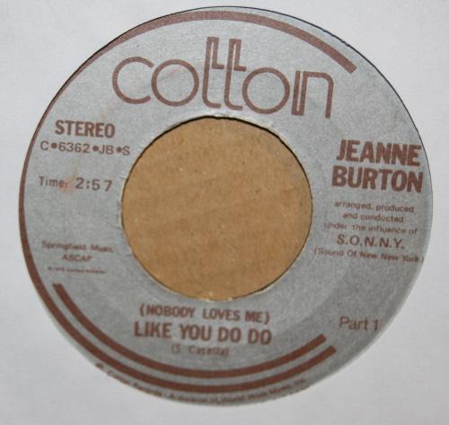 JEANIE BURTON — LIKE YOU DO DO / PT2 record label scan