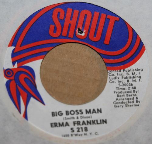 ERMA FRANKLIN — BIG BOSS MAN / DON'T CATCH THE DOG'S BONE record label scan