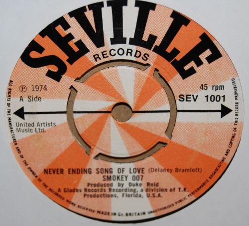 SMOKEY 007 — NEVER ENDING SONG OF LOVE / GOOD OLD SONG record label scan