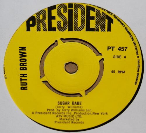 RUTH BROWN — SUGAR BABE / STOP KNOCKING record label scan