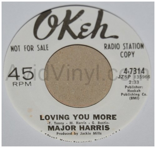 MAJOR HARRIS — LOVING YOU MORE / JUST LOVE ME record label scan
