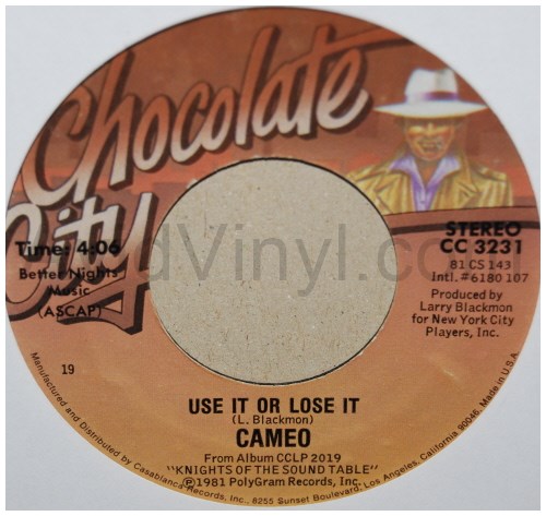 CAMEO — USE IT OR LOSE IT / JUST BE YOURSELF record label scan