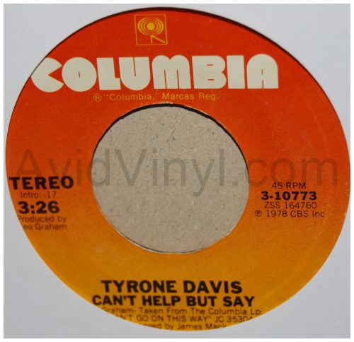 TYRONE DAVIS CAN'T HELP BUT SAY / BUNKY