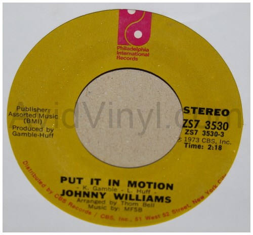 JOHNNY WILLIAMS — PUT IT IN MOTION / IT'S SO WONDERFUL record label scan