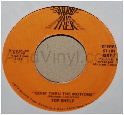 TOP SHELF — GOIN THRU THE MOTIONS / DRACULA'S BOOGIE record label scan