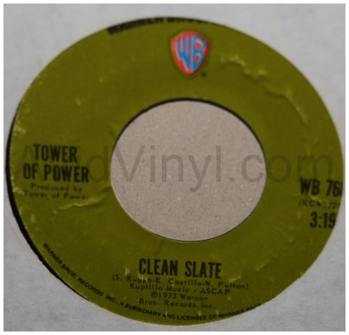 TOWER OF POWER — CLEAN SLATE / SO VERY HARD TO GO record label scan