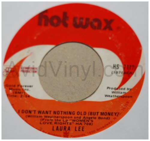 LAURA LEE — I DON'T WANT NOTHING OLD / LOVE AND LIBERTY record label scan