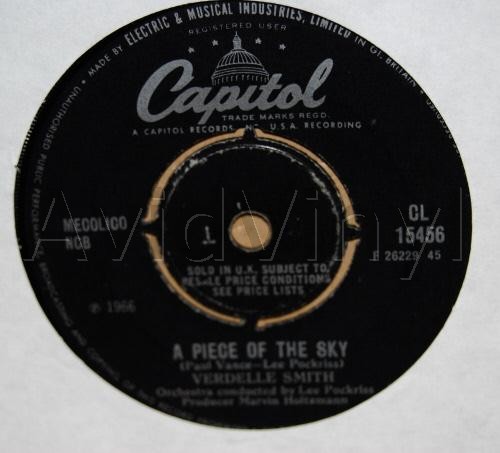 VERDELLE SMITH — A PIECE OF THE SKY / TAR AND CEMENT record label scan