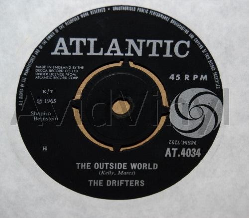 DRIFTERS — THE OUTSIDE WORLD / FOLLOW ME record label scan