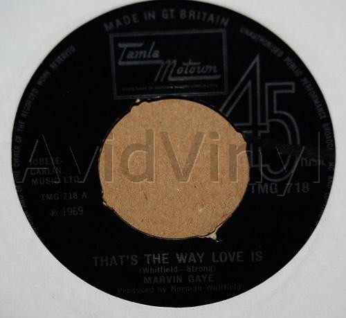 MARVIN GAYE — THAT'S THE WAY LOVE IS / GONNA KEEP ON TRYIN' TO WIN YOUR LOVE record label scan