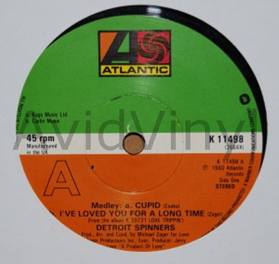 DETROIT SPINNERS — CUPID, I'VE LOVED YOU FOR A LONG TIME / PIPEDREAM record label scan