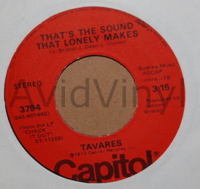 TAVARES — THAT'S THE SOUND THAT LONELY MAKES / LITTLE GIRL record label scan