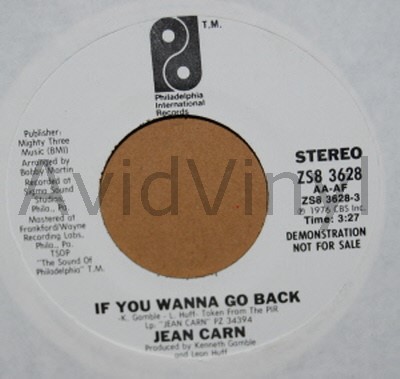 JEAN CARN — IF YOU WANNA GO BACK / SAME record label scan