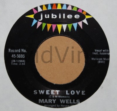 MARY WELLS — SWEET LOVE / IT MUST BE record label scan