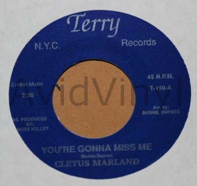 CLETUS MARLAND — YOU'RE GONNA MISS ME / YESTERDAY record label scan