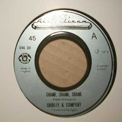 SHIRLEY AND COMPANY — SHAME SHAME SHAME / MORE SHAME record label scan