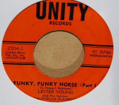 LESTER YOUNG — FUNKY, FUNKY HORSE / PT2 record label scan