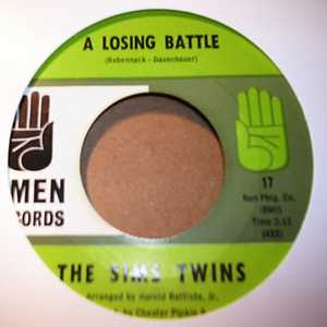 SIMS TWINS — A LOSING BATTLE / I GO-FER YOU record label scan