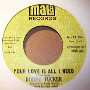 BOBBY TUCKER — YOUR LOVE IS ALL I NEED / INSTRUMENTAL record label scan