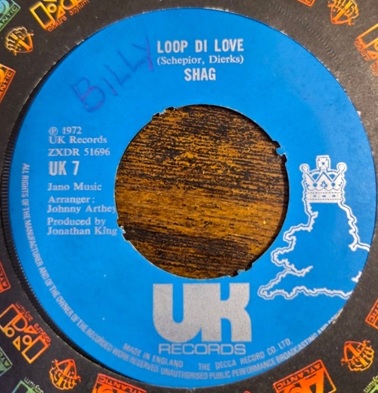 SHAG — LOOP DI LOVE / LAY IT DOWN record label scan