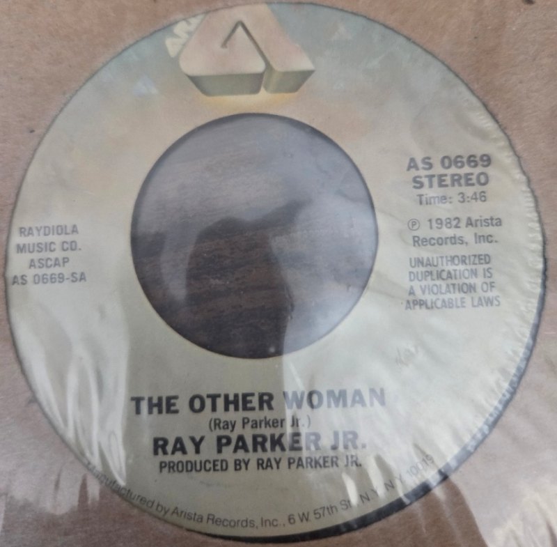 RAY PARKER JR — THE OTHER WOMAN / STAY THE NIGHT record label scan