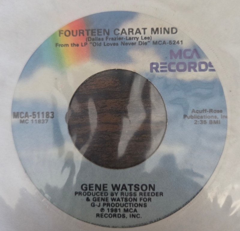 GENE WATSON — FOURTEEN CARAT MIND / LONELY ME record label scan