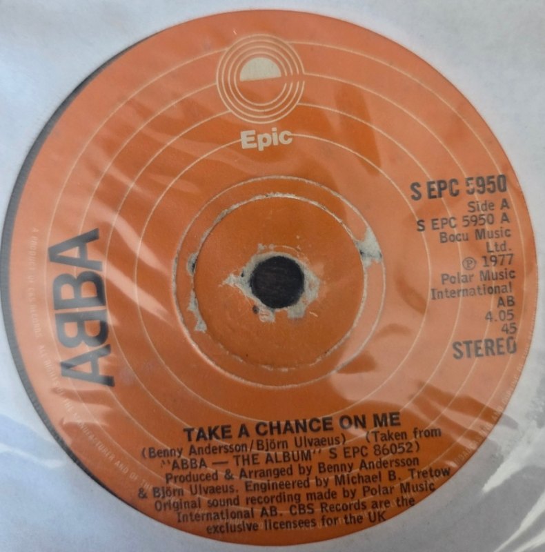 ABBA — TAKE A CHANCE ON ME / IM A MARIONETTE record label scan