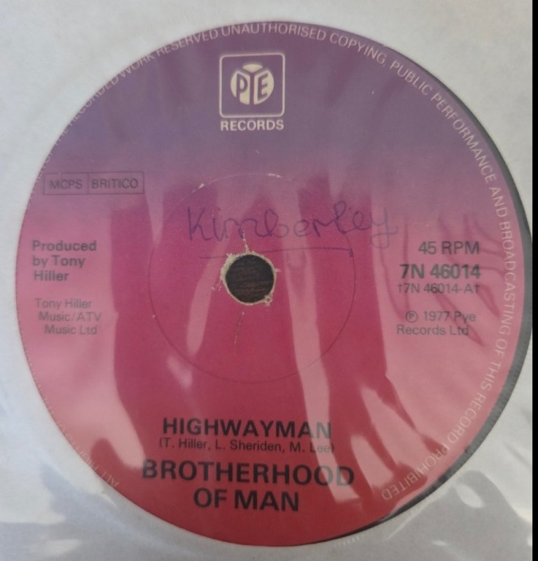 BROTHERHOOD OF MAN — HIGHWAYMAN / STAR record label scan
