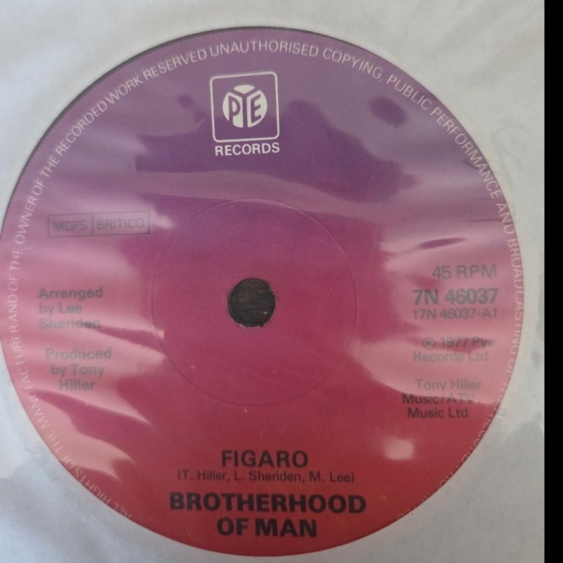BROTHERHOOD OF MAN — FIGARO / YOU CAN SAY THAT AGAIN record label scan