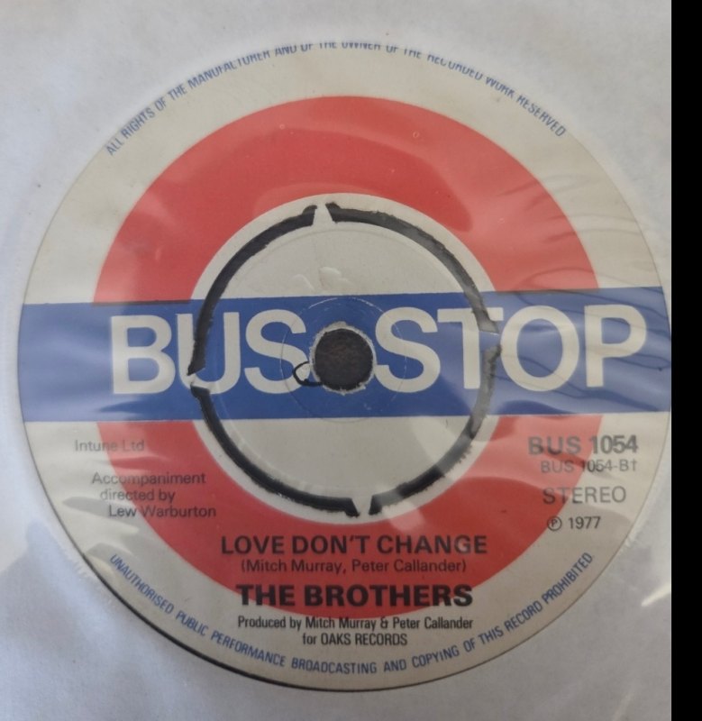 THE BROTHERS — SING ME / LOVE DON'T CHANGE record label scan
