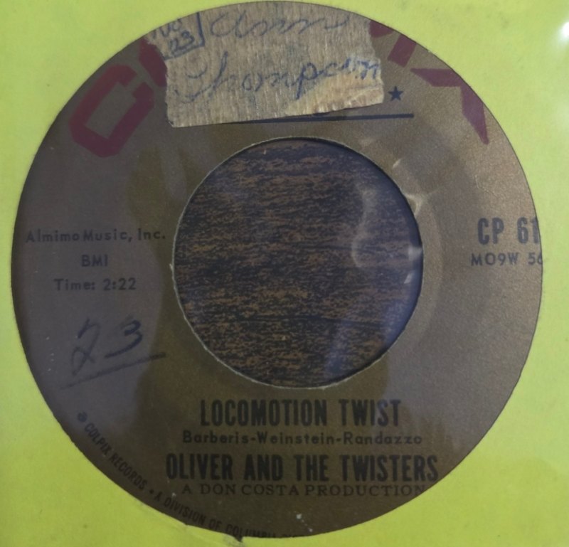 OLIVER AND THE TWISTERS — LOCOMOTION TWIST record label scan