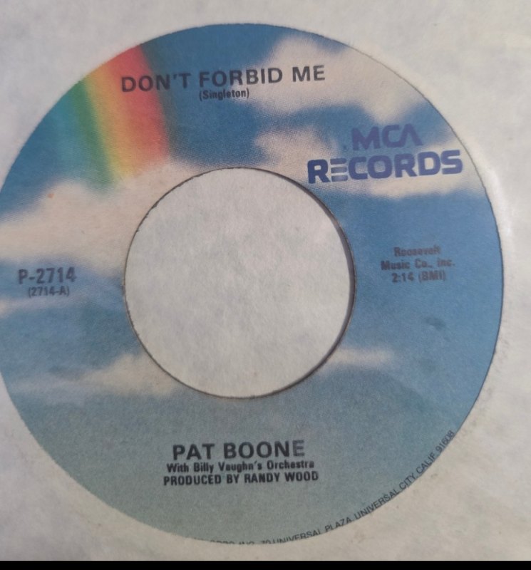 PAT BOONE — DON’T FORBID ME record label scan