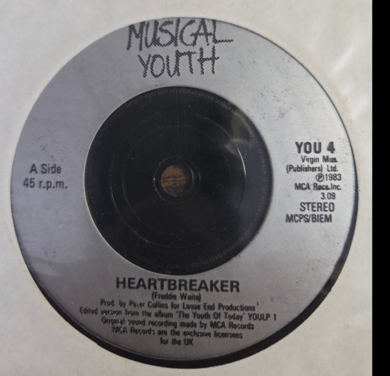 MUSICAL YOUTH — HEARTBREAKER / ROCKERS record label scan