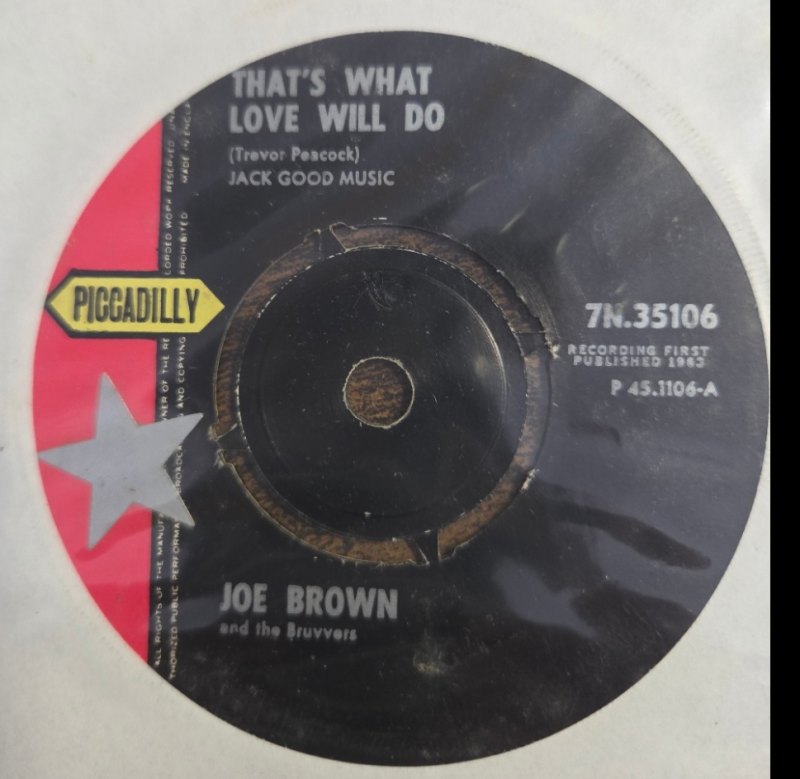 JOE BROWN — THAT'S WHAT LOVE WILL DO / HAVA NAGILA record label scan