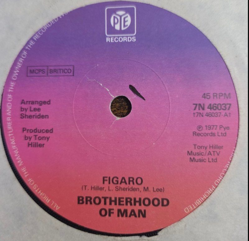 BROTHERHOOD OF MAN — FIGARO / YOU CAN SAY THAT AGAIN record label scan