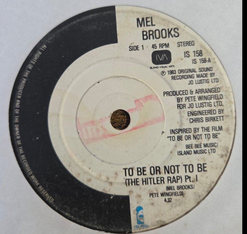 MEL BROOKS — TO BE OR NOT TO BE record label scan