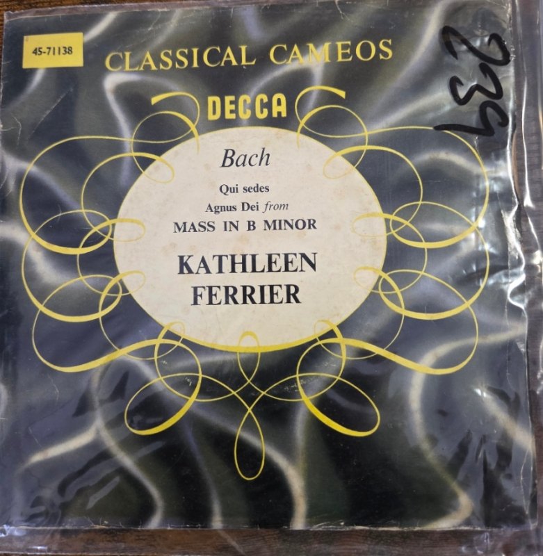 KATHLEEN FERRIER — QUI SEDES / AGNUS DEI record label scan