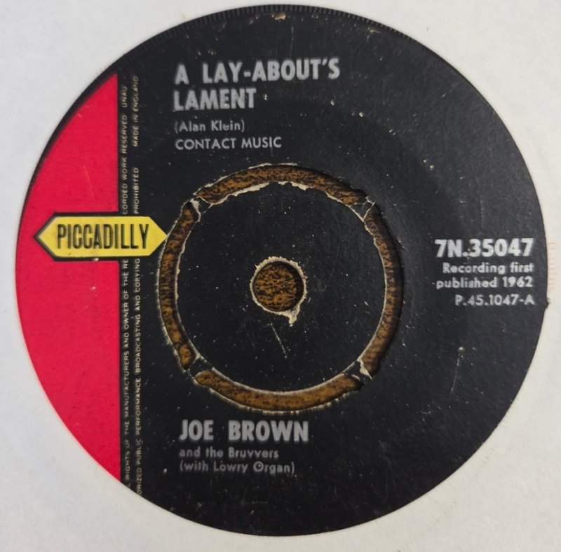 JOE BROWN — A PICTURE OF YOU / A LAY ABOUTS LAMENT record label scan