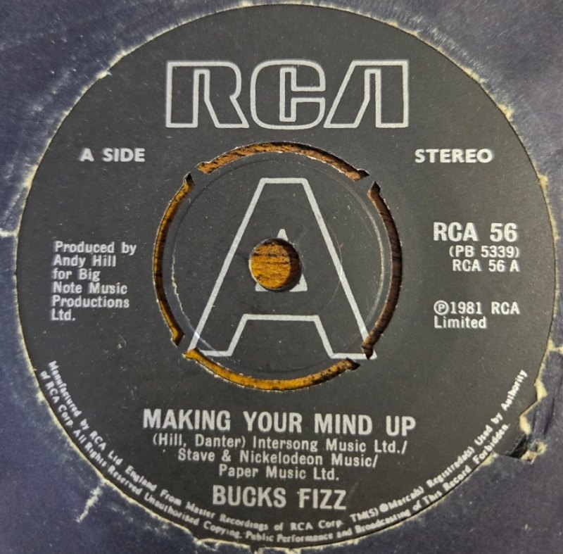 BUCKS FIZZ — MAKING YOUR MIND UP / DON'T STOP record label scan