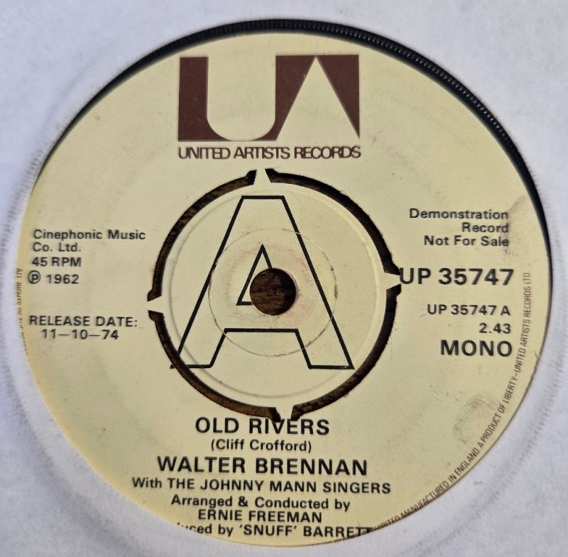 WALTER BRENNAN — OLD RIVERS / FAMILY REUNION record label scan