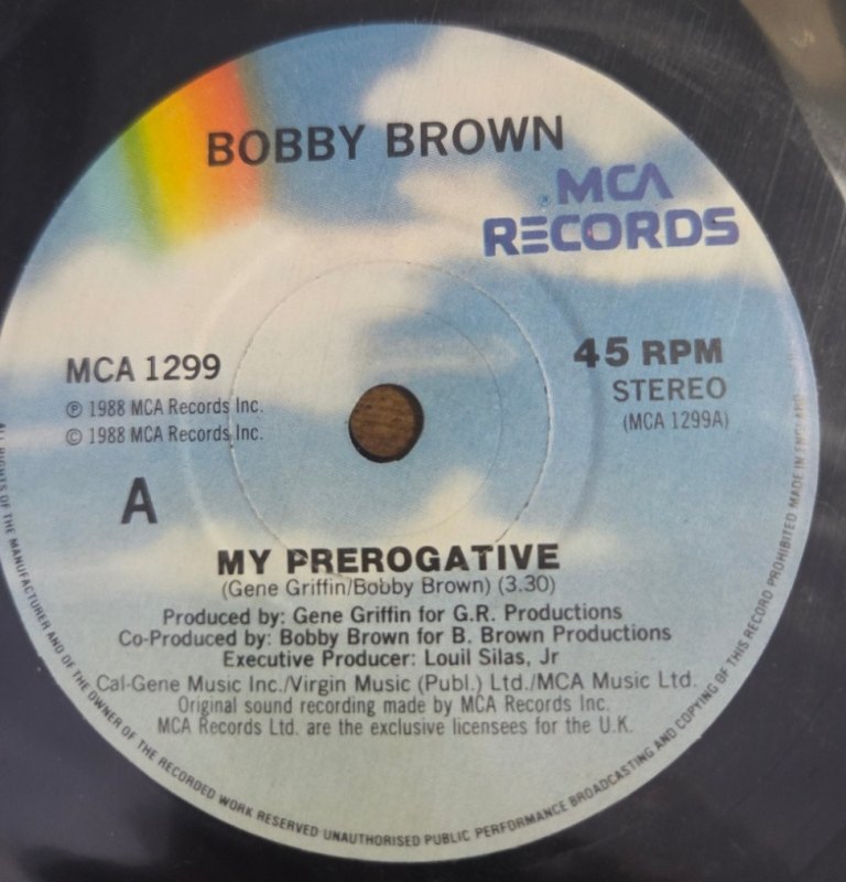 BOBBY BROWN — MY PREROGATIVE record label scan