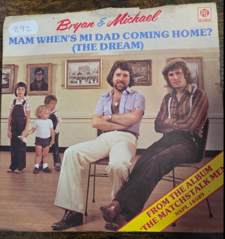 BRYAN AND MICHAEL — MAM WHENS DADDY COMING HOME / THE MAN IN THE SUBWAY record label scan