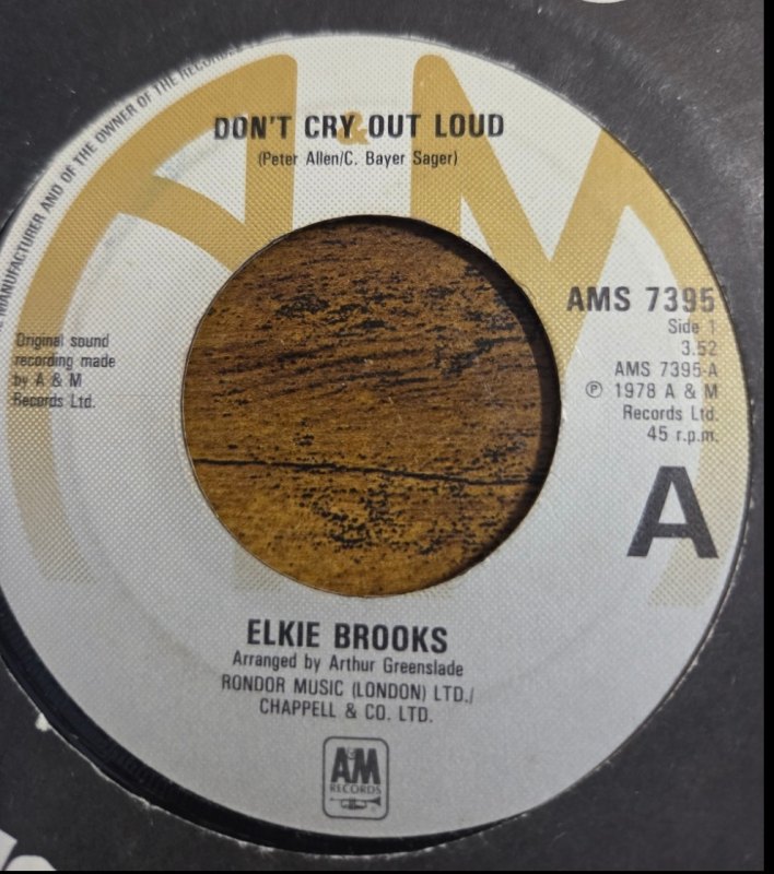 ELKIE BROOKS — DON’T CRY OUT LOUD / GOT TO BE A WINNER record label scan