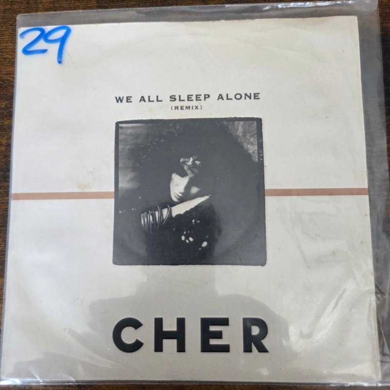CHER — WE ALL SLEEP ALONE / WORKING GIRL record label scan