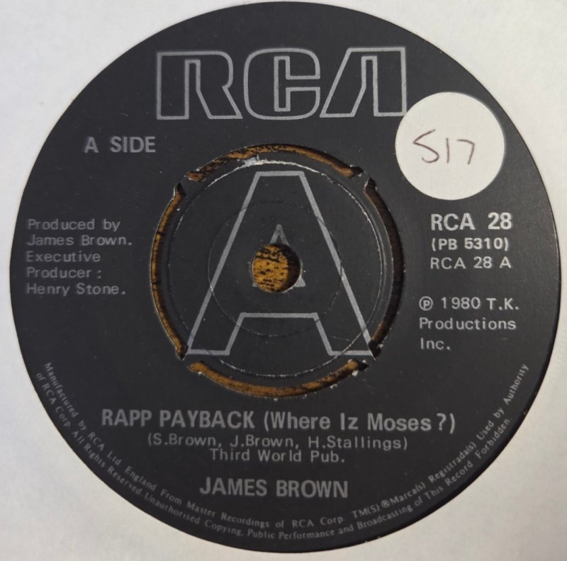JAMES BROWN — RAPP PAYBACK / PT2 record label scan