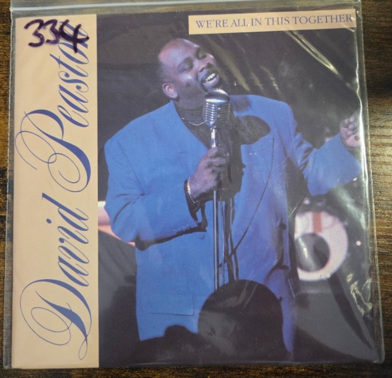DAVID PEASTON — WE'RE ALL IN THIS TOGETHER / DON'T SAY NO record label scan