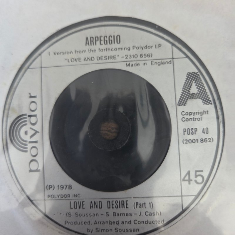 ARPEGGIO — LOVE AND DESIRE / PT2 record label scan