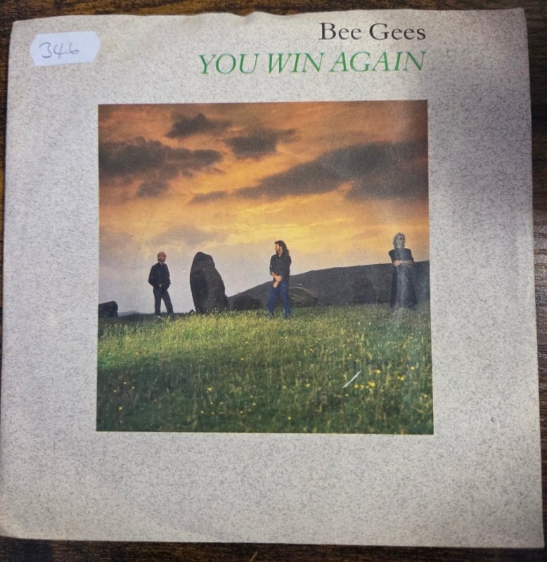 BEE GEES — YOU WIN AGAIN / BACKTAFUNK record label scan